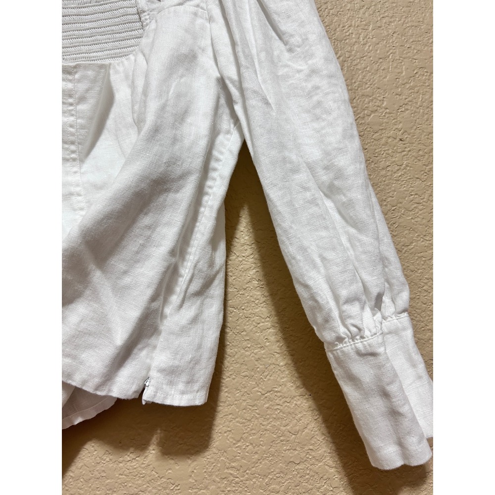 Reformation 12 Tasha Linen Top White Square Neck Puff Sleeve Cottage Milkmaid - Picture 10 of 11
